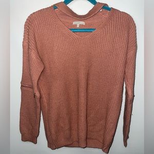Charlotte Russe Dusty Rose Sweater with Zipper Sleeve Detail